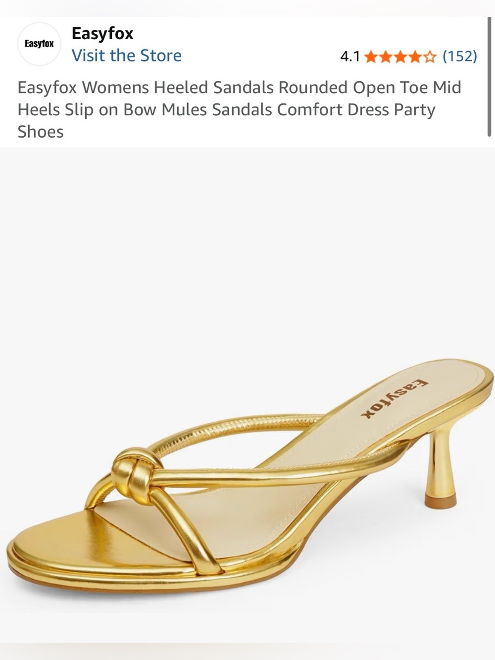 NWT Easyfox Gold Mid-Heel Sandal Mules for Women Size: 8.5